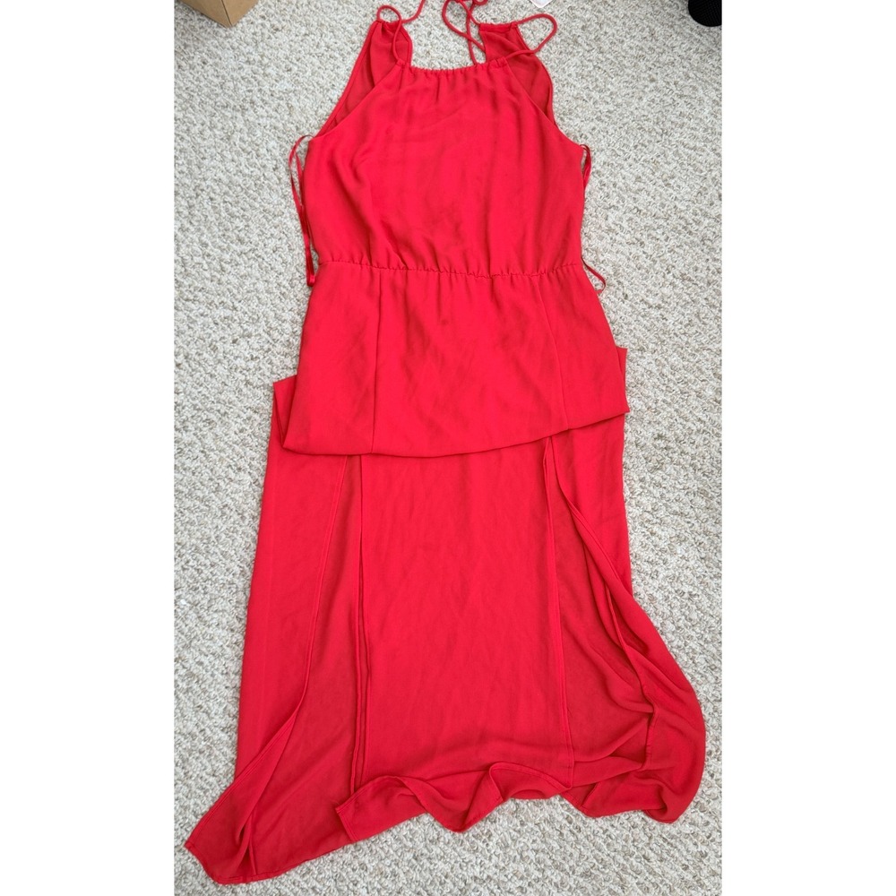 BCBG MAXAZRIA Dress‎ Women 02 Maxi Red Halter Jeannine JEWELRED